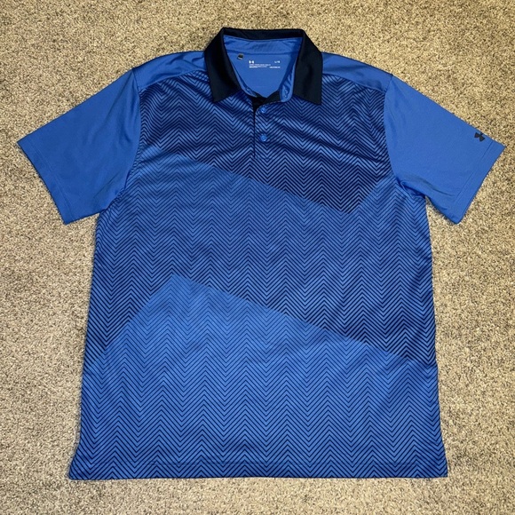 Under Armour Mens L Heat Gear Loose Performance Polo Golf Shirt Lot of 3 Striped - Picture 12 of 16